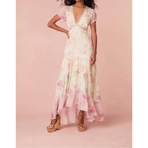 Roupell V-Neck Chiffon Maxi Dress | Garden Sunset